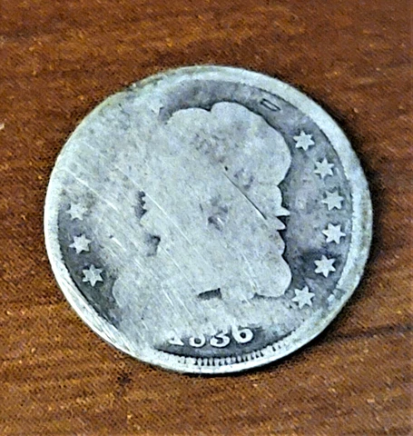 1836 Capped Bust Half Dime, fair condition, mintage 1,900,000 Cover
