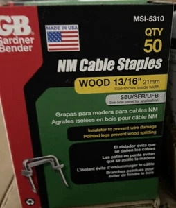 (5) 50-Packs of 13/16" Wood Staples (Gardner Bender) 250 TOTAL STAPLES - Picture 1 of 4