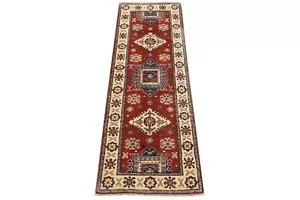 Kazak Runner 2' x 5'9'' Red Wool Tribal Geometric Hand-Knotted Oriental Rug - Picture 1 of 10