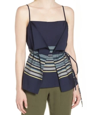 Blusa sin mangas Nordstrom Signature azul a rayas cintura corbata XL NUEVA CON ETIQUETAS Foto 1 de 3