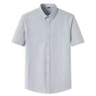 Mens Striped Button Down Lapel Cotton Short Sleeve Business Casual Shirt T-Shirt