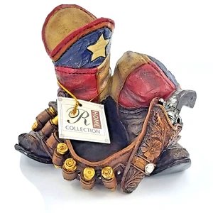 Botas Texas-Revólver en Funda Vajilla de Resina-Soporte para Palillos de Dientes-4 x 4 Pulgadas - Imagen 1 de 10