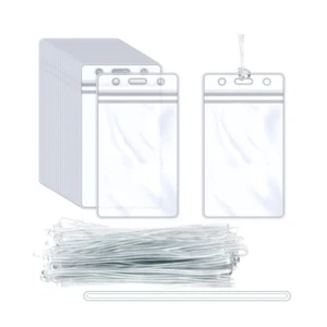 60 PCS Clear Plastic Bag Tags, Luggage Bag Tag Holder , Identification ID Card - Picture 1 of 5