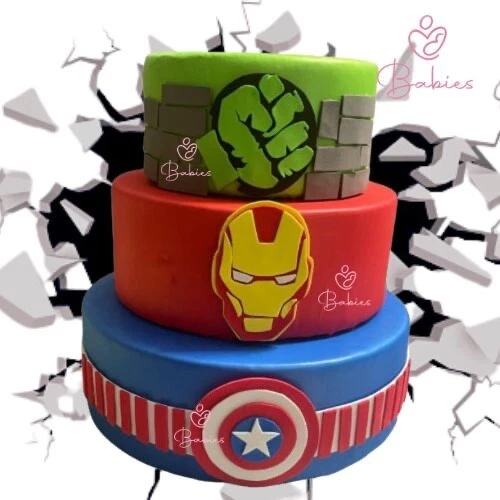 Torta scenografica a tema Avengers Marvel hulk , torta finta per compleanno    . - Immagine 1 di 1