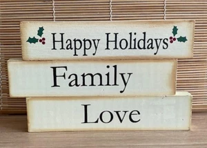 3 letreros de madera decoración letrero independiente feliz fiesta familia amor conjunto #11 - Imagen 1 de 2