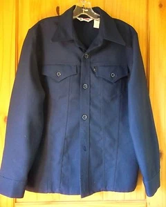 Levi's Vintage Navy Blue Textured Polyester Jacket Made in USA, Herren M - Bild 1 von 7