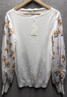 Suéter Sioni Grande Blanco Off Mangas de Tela en Contraste Ojales Agujeros Floral Nuevo con Etiquetas Foto 1 de 4