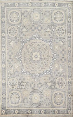 Vegetable Dye Geometric Khotan Oriental Area Rug 5x8 Hand-knotted Carpet - Image 1 of 4