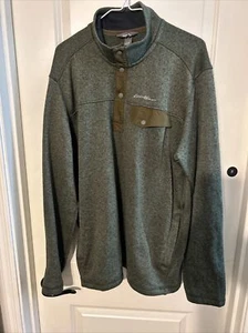 Eddie Bauer Mens Hunter Green 1/4 Button Pullover Sweater Mock Neck Size XL - Picture 1 of 7