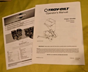 TROY BILT OPERATORS MANUAL CHIPPER/SHREDDER MODELS CS4210 OR CS4265 -BOOK - Picture 1 of 2