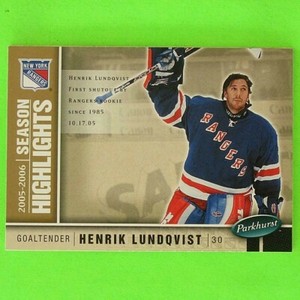 HENRIK LUNDQVIST  2005-06 ROOKIE SEASON HIGHLIGHTS   #599  NY Rangers