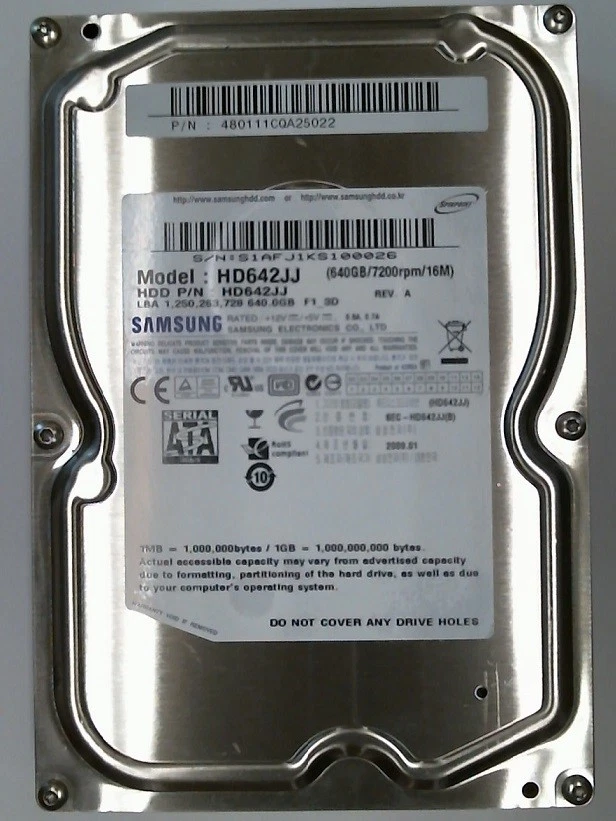 640 GB SATA Samsung Spinpoint F1 HD642JJ 16MB 3.5" Hard Drive - Image 1 of 1