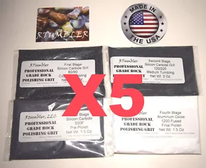 Rock Polishing Tumbling Grit For 3 lbs Tumblers 5 Pack, Made in the U.S.A. - Picture 1 of 10