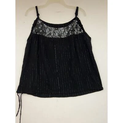 Camiseta sin mangas Venezia negra lentejuelas metálicas con cordón talla 16 (sku212) Foto 1 de 4