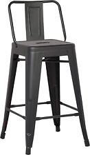 Modern Industrial Metal Bar Stool, Bucket Back and 4 Leg Design Ideal for Kitche