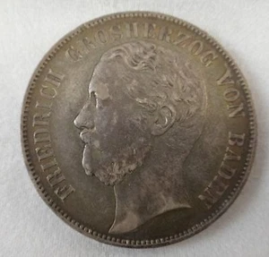 1867 German States Silver Taler, Baden Thaler, VF cond. -Dav 531, KM 245 - Picture 1 of 2