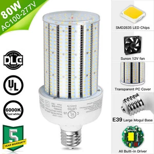 80W LED Corn Light bulbs Industrial Garage Warehouse High Bay Lights 6000K E39 - Picture 1 of 12