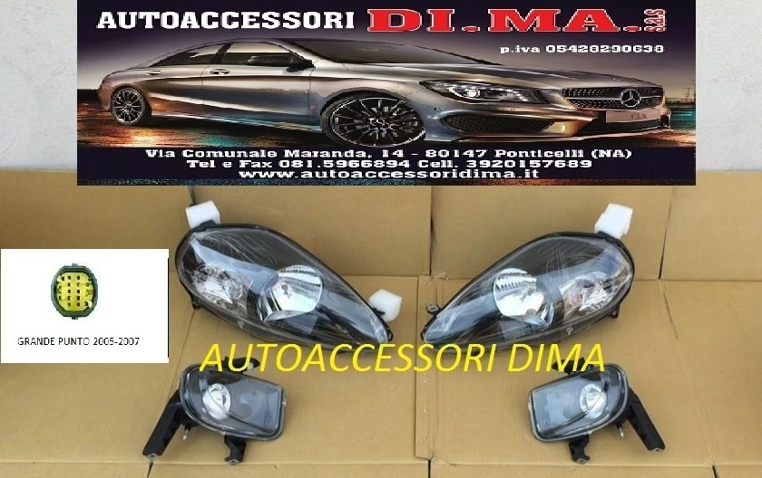 COPPIA FARI + COPPIA FENDINEBBIA GRANDE PUNTO 2005-2007 PARABOLA NERA NUOVI - Immagine 1 di 1