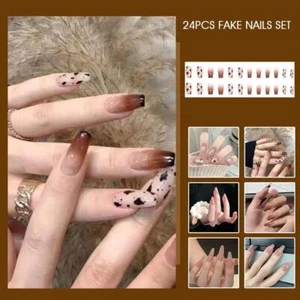Fake Nails Set With Glue Long Nails French Nail Care Nail Beauty ηэ Design V8K9 - Picture 1 of 23