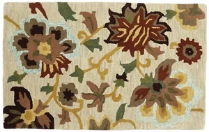 Wollteppich Flowers 100x150 Beige Blumenmuster Handarbeit Handtuft Modern - Bild 1 von 7