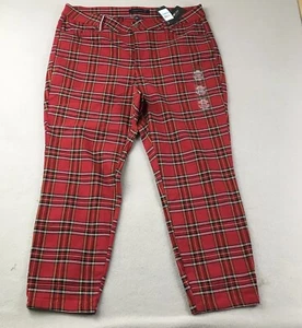 Tommy Hilfiger Pants Women 20W Red Plaid THFlex Tribeca Skinny Christmas NWT - Picture 1 of 12