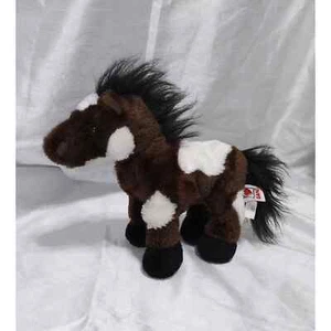 GANZ PONY Chocolate Brown PINTO Black Mane White Spots HORSE Stuffed Animal TOY - Imagen 1 de 11