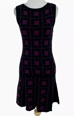 Alice + Olivia Women's Dress Size XS Black Purple Knit Sweater Drop Waist career - Image 1 of 4