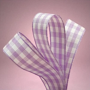 3/8" Wide Purple and White Gingham Ribbon - 25 Yards (57018780) - Picture 1 of 1