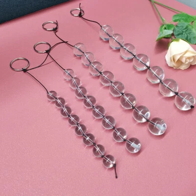 Cuentas anales de vidrio masaje vaginal bolas para glúteos tapón juguetes sexuales masturbación fetiche pequeño Foto 1 de 4