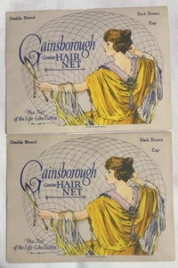 2 Antique 1920 Gainsborough Invisible Hair Nets lithographed Envelope - Picture 1 of 6