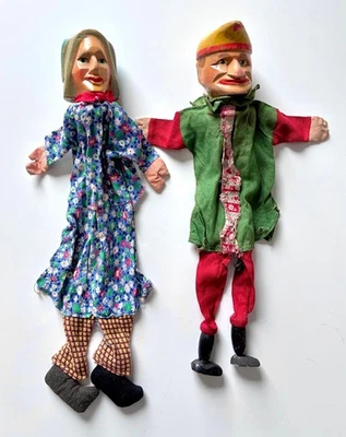 2x alte Handpuppen Kaspertheater Handarbeit Puppentheater Charakterkopf - Bild 1 von 3