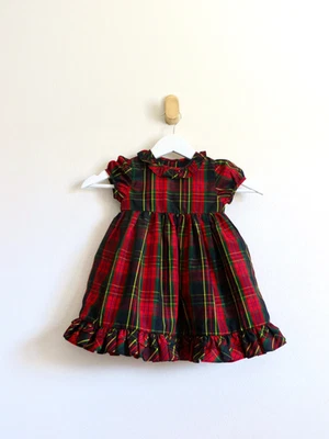 NEW! Ralph Lauren Plaid Tartan Dress with Bloomers Holiday Red Baby 18 Months - Image 1 of 4