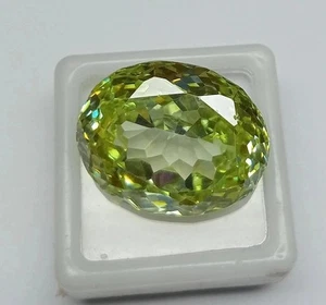 Certified 102.25 Ct Natural Oval Cambodian Light Green Zircon Loose Gemstone - Picture 1 of 5