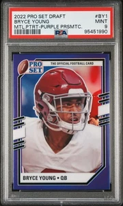 2022 BRYCE YOUNG Leaf Pro Set Draft Metal Portrait #BY1 Purple Prismatic PSA 9 - Picture 1 of 2