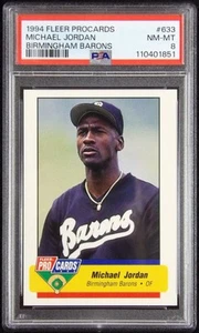 Michael Jordan Birmingham Barons 1994 Fleer Procards Card #633 PSA 8 Near MINT - Picture 1 of 2