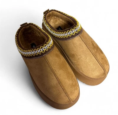 Mujeres Zapatillas Acogedoras Difusas Gamuza Genuina Plataforma Informales Cálidas Talla 6 Foto 1 de 4