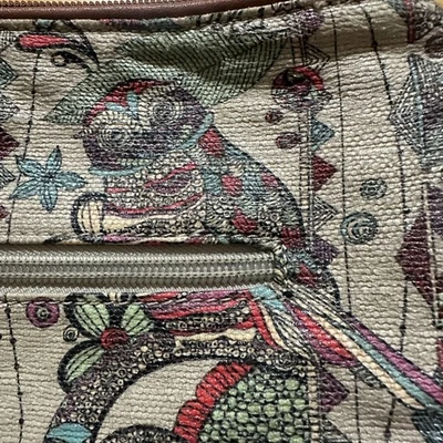 VTG Sakroots Artist Circle Owl floral Cross Body Bag Purse Coated Canvas Boho - Image 1 of 4