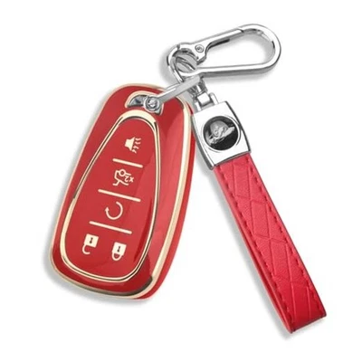  Cubierta para llavero Chevy con borde dorado suave TPU 5 botones 5-oro rojo Foto 1 de 4
