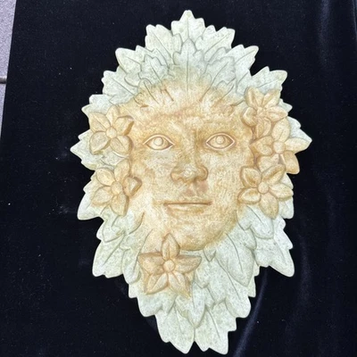 Placa de pared cara frondosa mítica verde hombre mujer jardín decoración del hogar Foto 1 de 4