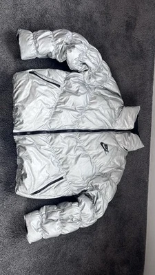 Nike Womens Small Down Jacket Puffer Coat Silver - Image 1 of 4