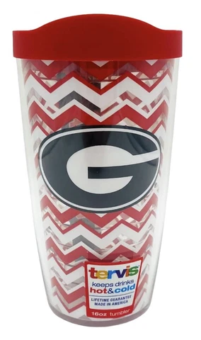 Georgia Bulldogs Tervis 16oz Tumbler-Chevron-Made in USA-New Cover