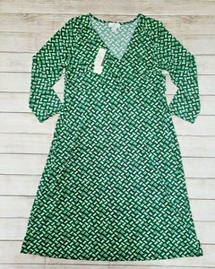 NWT NEW ANN TAYLOR LOFT MATERNITY SZ 12 GREEN BLACK WRAP DRESS $84 - Picture 1 of 7