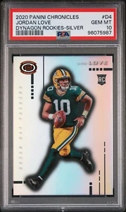JORDAN LOVE 2020 DYNAGON FOOTBALL ROOKIE SILVER RC PSA 10 GREEN BAY PACKERS - Picture 1 of 2
