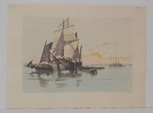 Chas W. Mislat "Velero" GRABADO COLOR 20" x 15" - Imagen 1 de 4