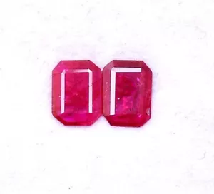 Certified Natural Ruby Octagon Cut Pair 8x6 mm 1.74 CTS Mozambique Loose Gems - Picture 1 of 7