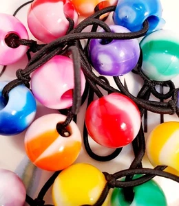 Pink red blueELASTIC PONYTAIL HOLDER JUMBO BEADS GIRL HAIR SCRUNCHIE KNOCKER BAL - Picture 1 of 4
