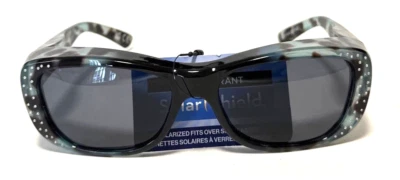 Nuevo Se Ajusta Sobre Gafas RX ESCUDO SOLAR Gafas de sol Estrás Mujeres AZUL Mármol Foto 1 de 4