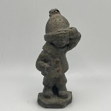Hudson Pewter Figurine By Walli Ortman Child Scarf & Hat Copper Buttons Signed