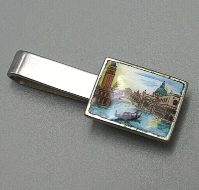 EXCLUSIVO Masculino Vintage PORCELANA OBRA DE ARTE VIENA FECHO BARRA DE GRAVATA TBX - Imagem 1 de 4