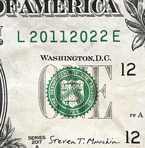 BIRTHDAY ANNIVERSARY NOTE 2011 2022 FANCY SERIAL NUMBER ONE DOLLAR BILL - Picture 1 of 3